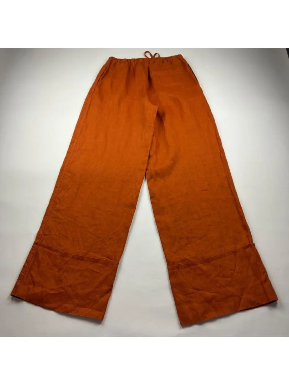 LONG Zara Pumpkin Orange Linen Wide Leg Pant S